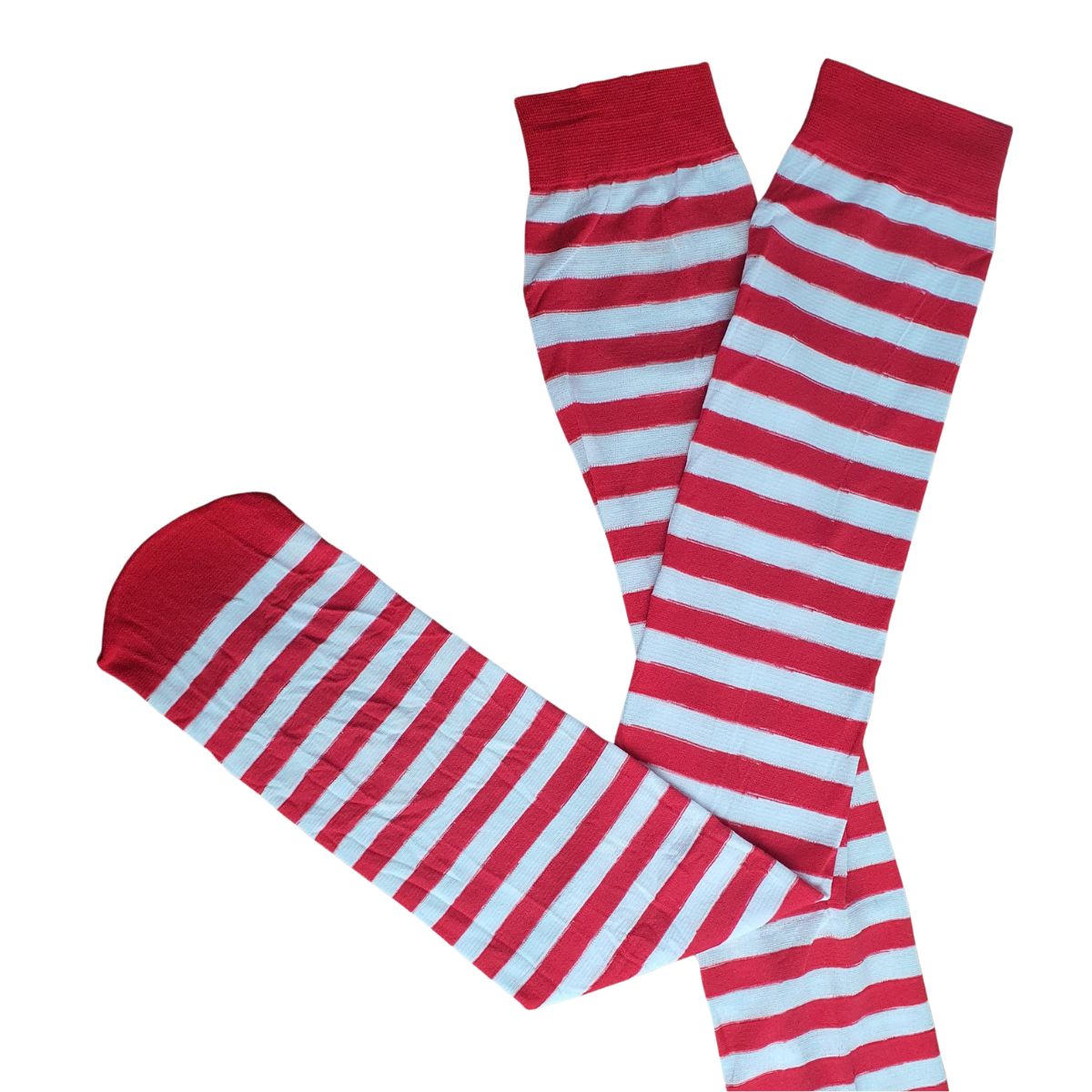 Meia Calça 5/8 Fantasia Cosplay Listrada Vermelho E Branco Meia Calça 5/8 Fantasia Cosplay Listrada Vermelho E Branco